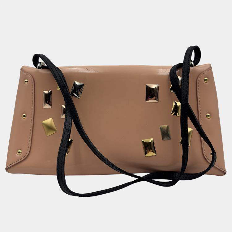 Pre Owned Louis Vuittong LV studded Brown patent leather bag