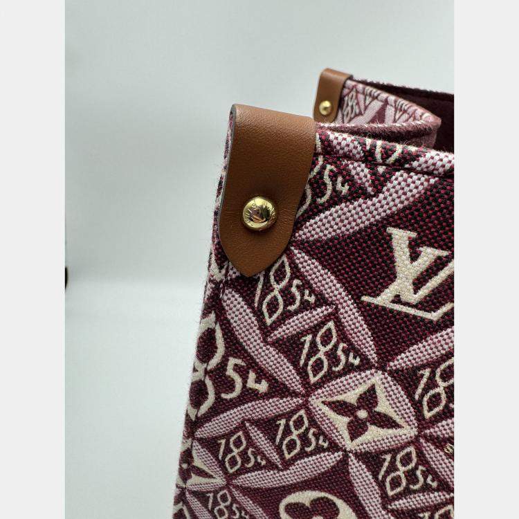 Pre Owned Louis Vuitton Onthego GM Monogram Jacquard Since 1854 Canvas Tote Bag