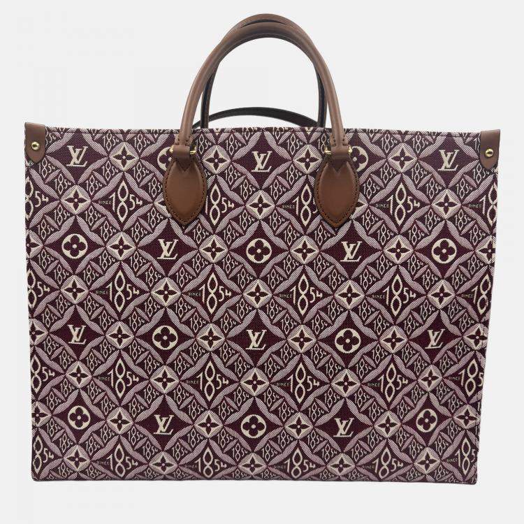 Pre Owned Louis Vuitton Onthego GM Monogram Jacquard Since 1854 Canvas Tote Bag