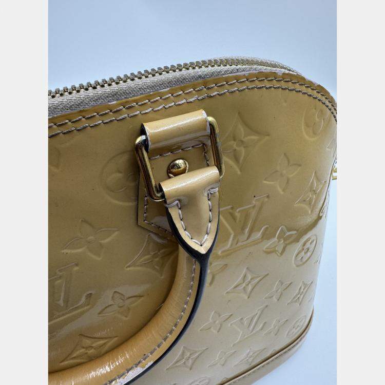 Pre Owned Louis Vuitton LV Alma PM top handle yellow patent leather