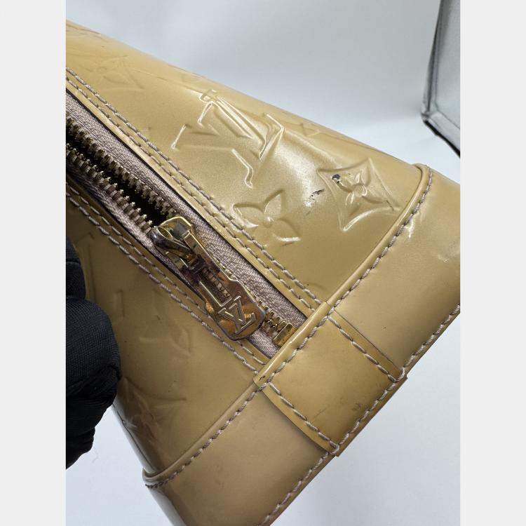 Pre Owned Louis Vuitton LV Alma PM top handle yellow patent leather
