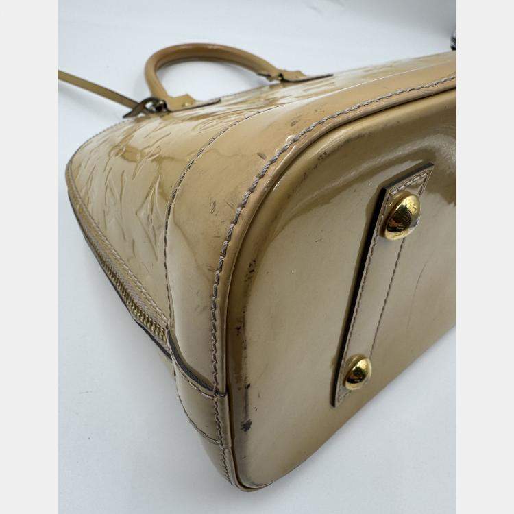 Pre Owned Louis Vuitton LV Alma PM top handle yellow patent leather