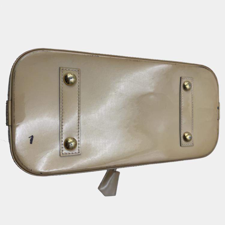Pre Owned Louis Vuitton LV Alma PM top handle yellow patent leather