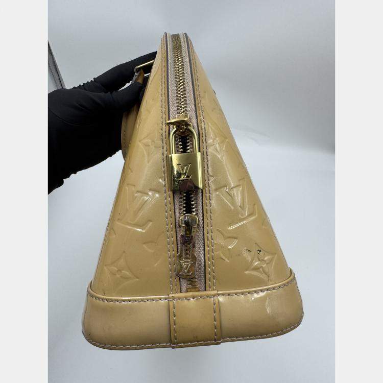 Pre Owned Louis Vuitton LV Alma PM top handle yellow patent leather