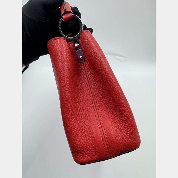 Pre Owned Louis Vuitton Red Leather Capucines BB Bag