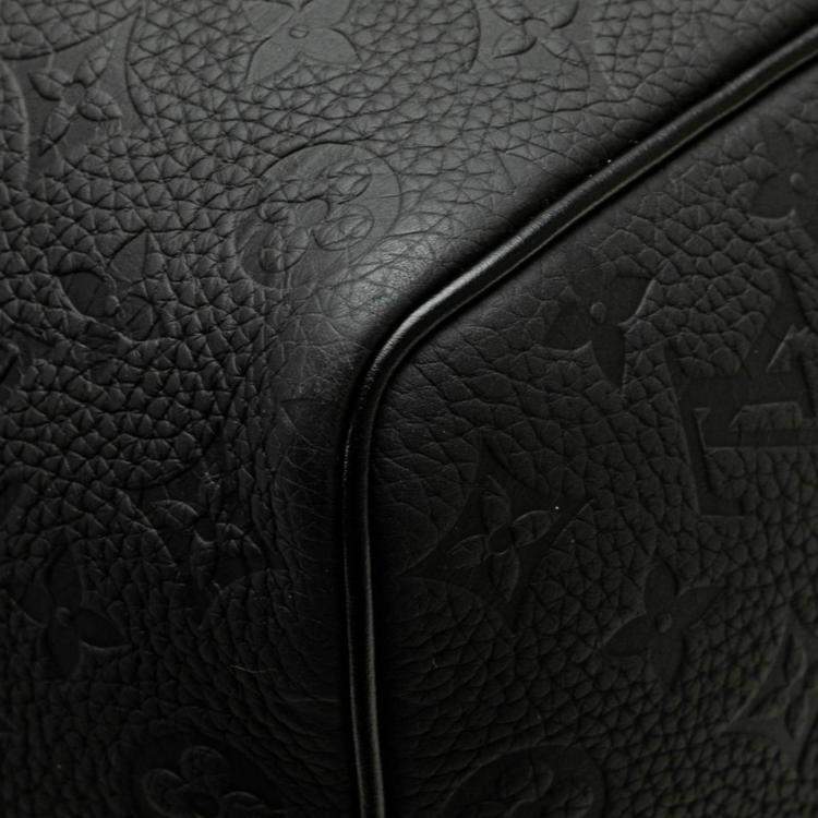 Pre Owned Louis Vuitton Black Leather Monogram Taurillon Keepall Bandouliere 50 Boston Bag 