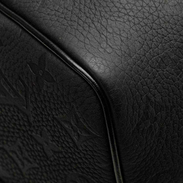 Pre Owned Louis Vuitton Black Leather Monogram Taurillon Keepall Bandouliere 50 Boston Bag 