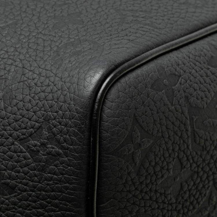 Pre Owned Louis Vuitton Black Leather Monogram Taurillon Keepall Bandouliere 50 Boston Bag 