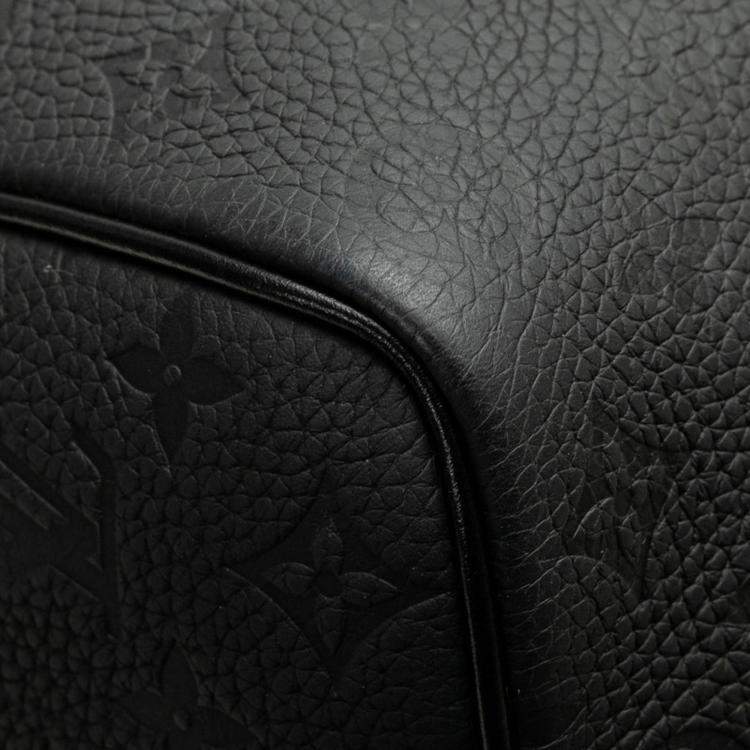 Pre Owned Louis Vuitton Black Leather Monogram Taurillon Keepall Bandouliere 50 Boston Bag 