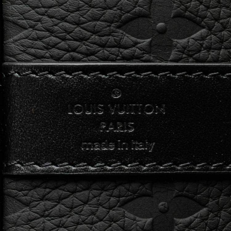Pre Owned Louis Vuitton Black Leather Monogram Taurillon Keepall Bandouliere 50 Boston Bag 