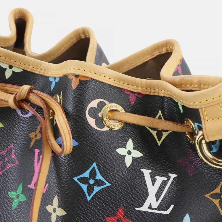 Pre Owned Louis Vuitton Monogram Multicolore Petit Noe Shoulder Bag In Noir