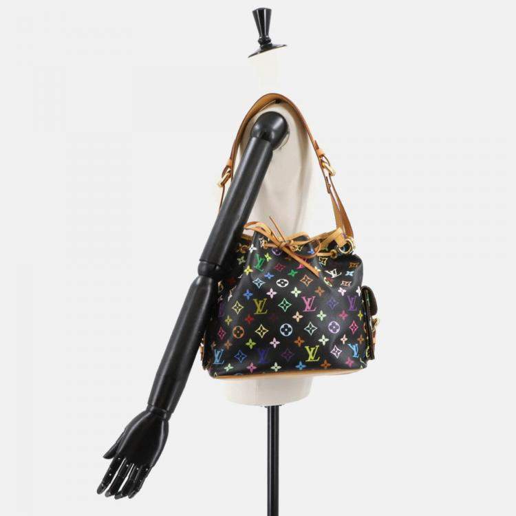 Pre Owned Louis Vuitton Monogram Multicolore Petit Noe Shoulder Bag In Noir