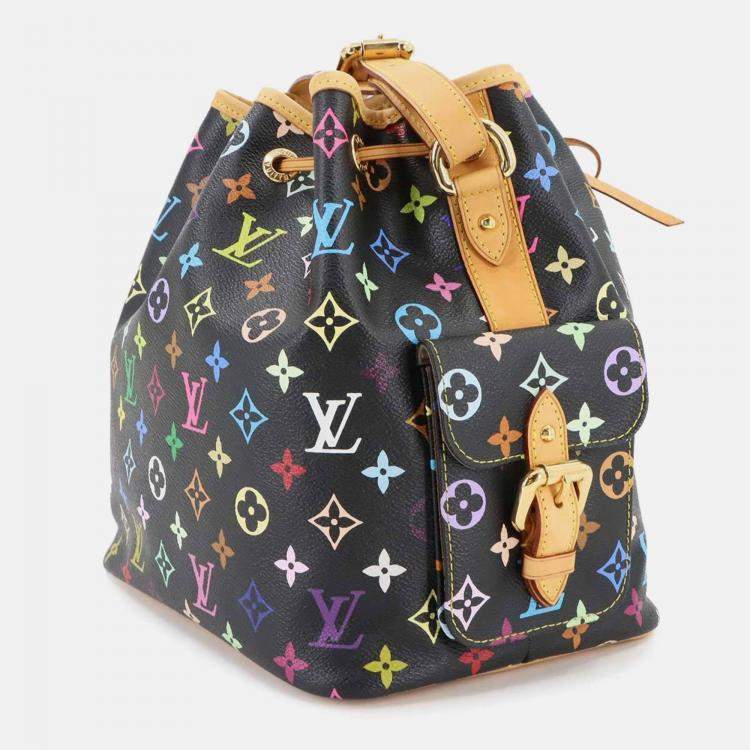 Pre Owned Louis Vuitton Monogram Multicolore Petit Noe Shoulder Bag In Noir