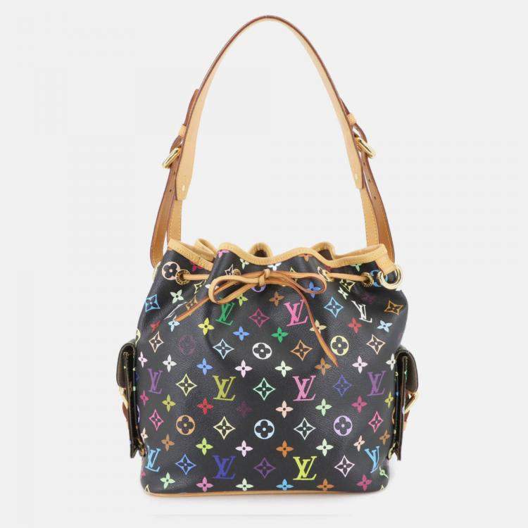 Pre Owned Louis Vuitton Monogram Multicolore Petit Noe Shoulder Bag In Noir