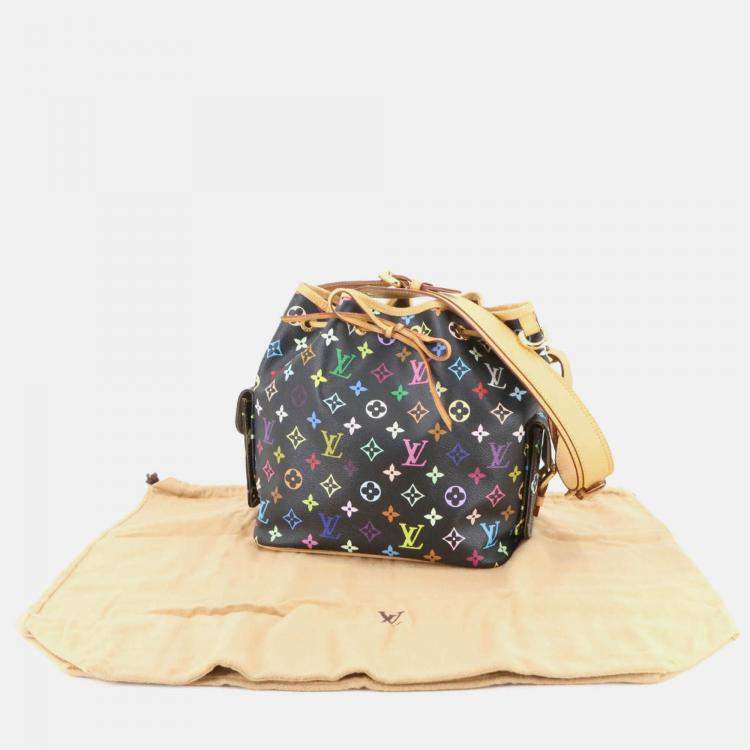 Pre Owned Louis Vuitton Monogram Multicolore Petit Noe Shoulder Bag In Noir