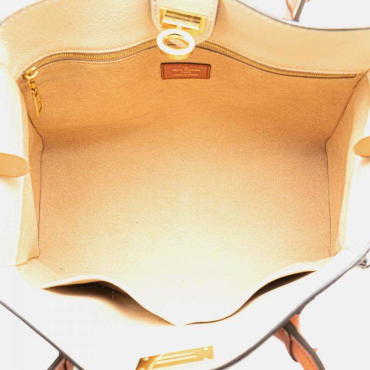 Pre Owned Louis Vuitton Monogram Tuftage On My Side Mm Handbag Galle Gray Beige Leather