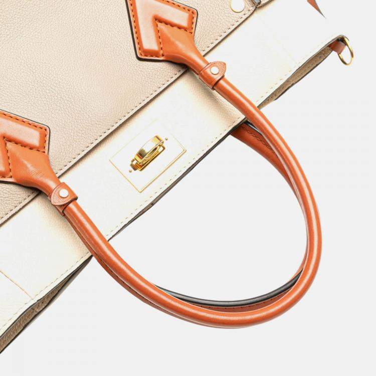 Pre Owned Louis Vuitton Monogram Tuftage On My Side Mm Handbag Galle Gray Beige Leather