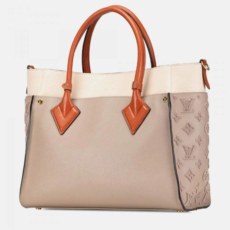 Pre Owned Louis Vuitton Monogram Tuftage On My Side Mm Handbag Galle Gray Beige Leather