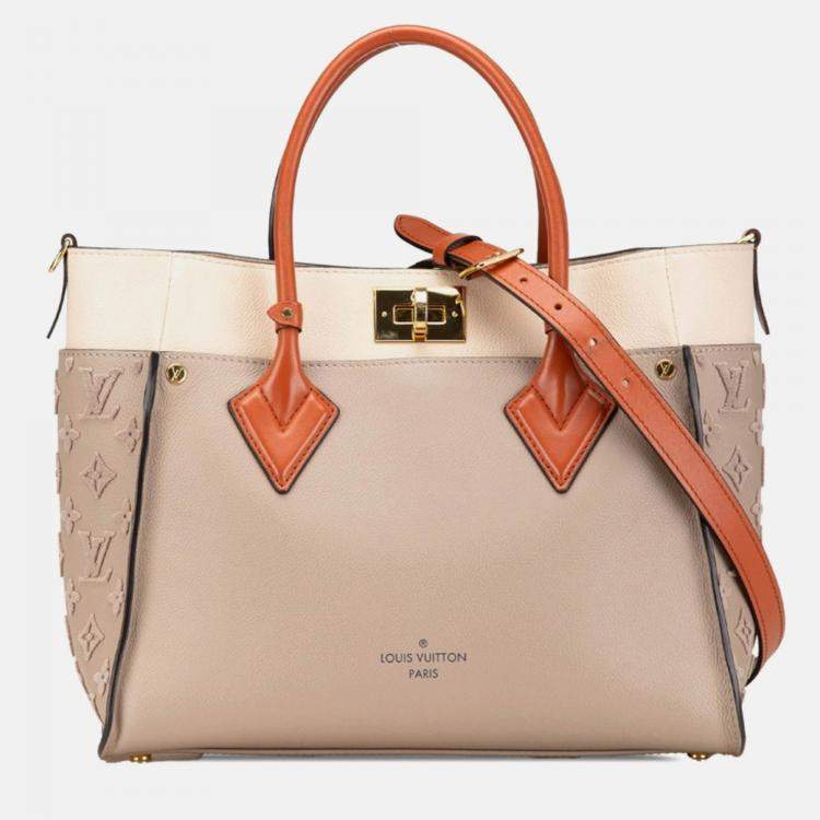 Pre Owned Louis Vuitton Monogram Tuftage On My Side Mm Handbag Galle Gray Beige Leather