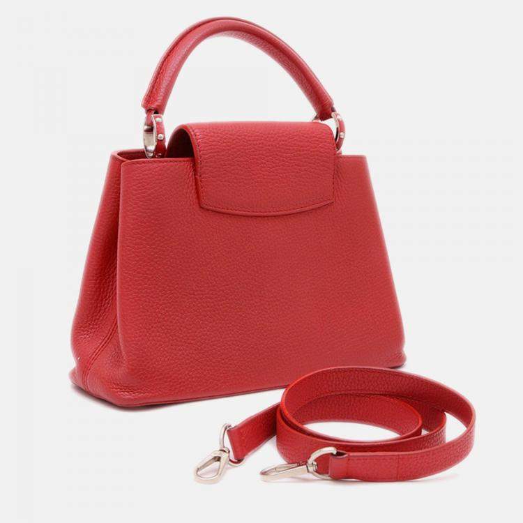 Pre Owned Louis Vuitton Capucines Bb 2-Way Bag Hand/Shoulder Taurillon Leather Ruby
