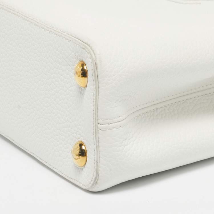 Pre Owned Louis Vuitton White Leather Capucines BB Bag