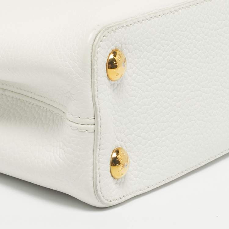 Pre Owned Louis Vuitton White Leather Capucines BB Bag