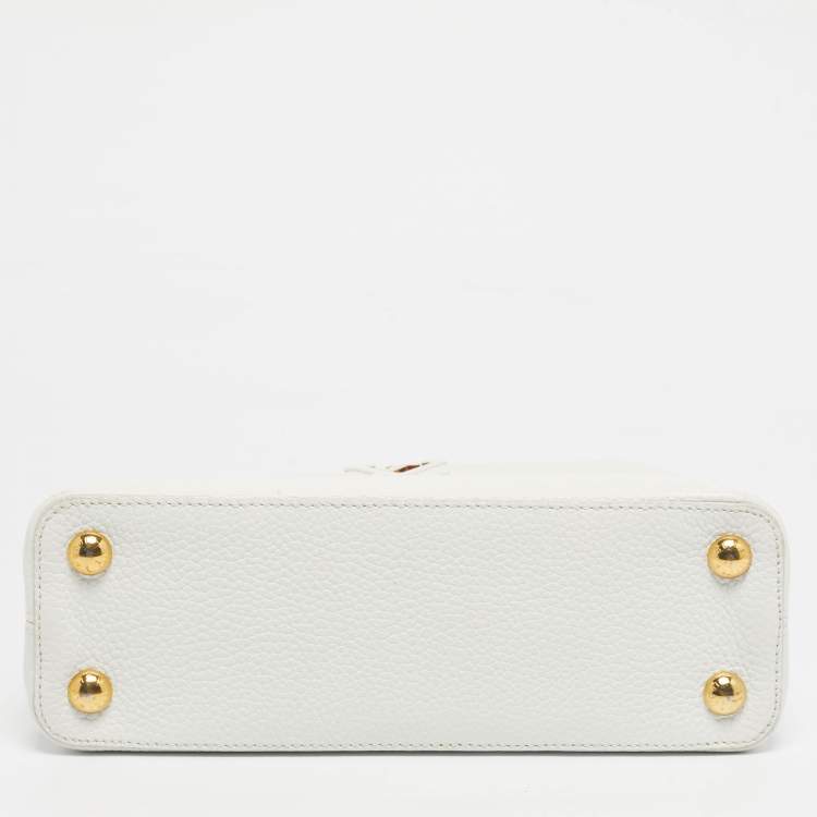 Pre Owned Louis Vuitton White Leather Capucines BB Bag
