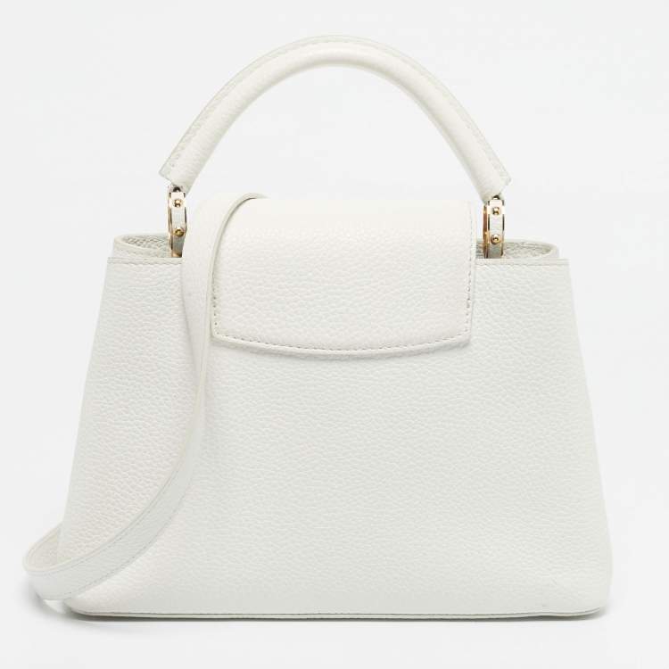 Pre Owned Louis Vuitton White Leather Capucines BB Bag