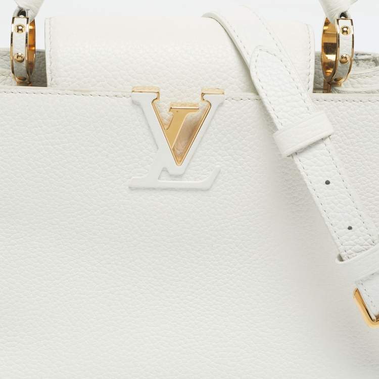Pre Owned Louis Vuitton White Leather Capucines BB Bag