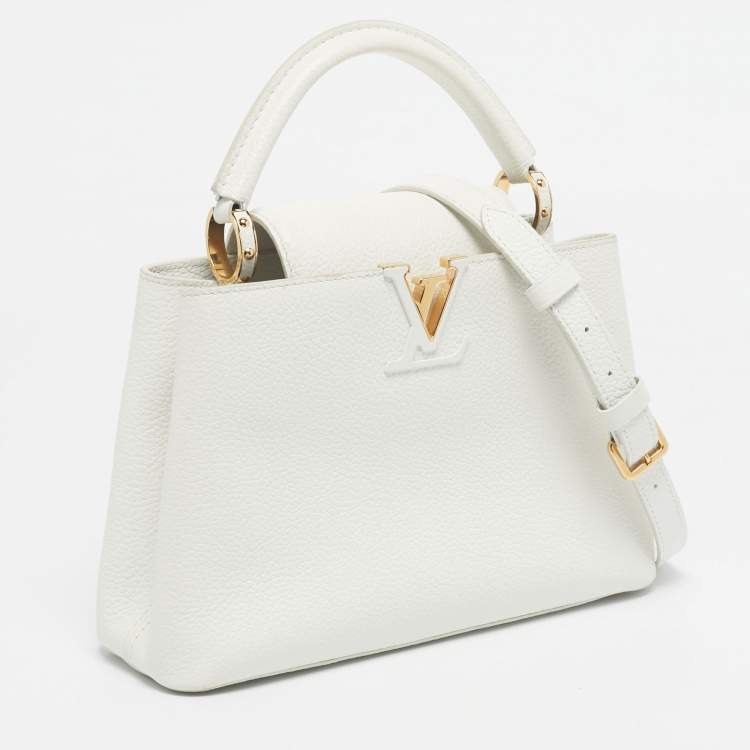 Pre Owned Louis Vuitton White Leather Capucines BB Bag