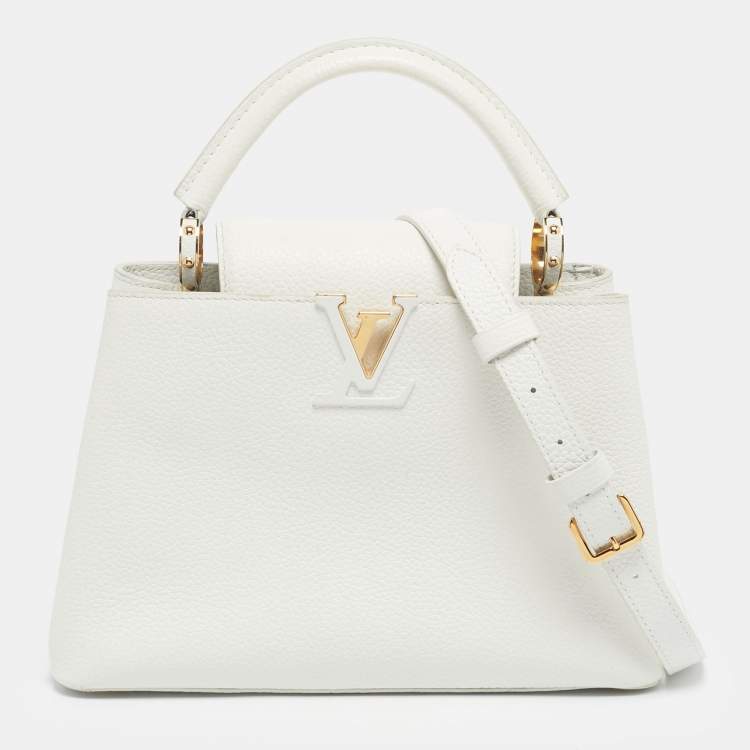 Pre Owned Louis Vuitton White Leather Capucines BB Bag