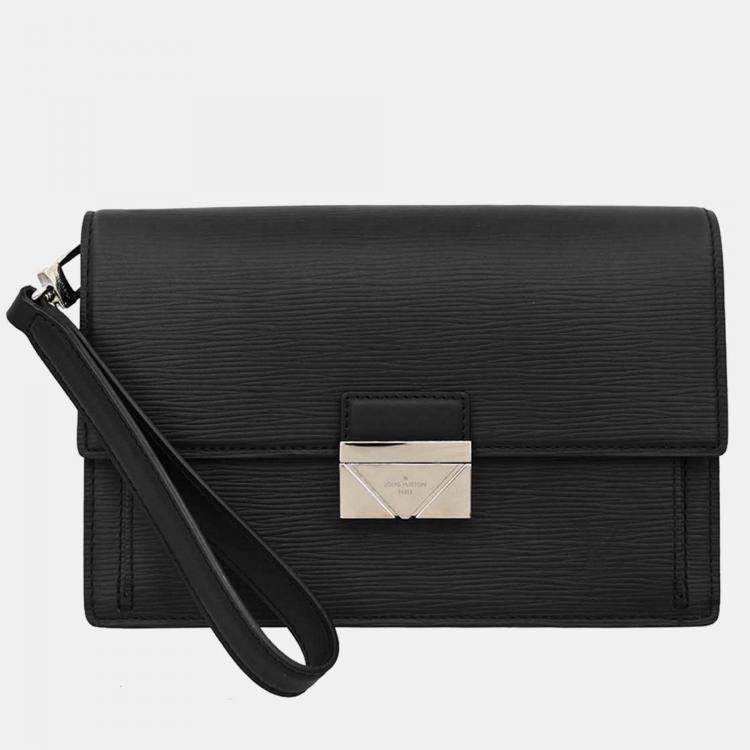 Pre Owned Louis Vuitton Black Epi Pochette Thames Clutch Bag