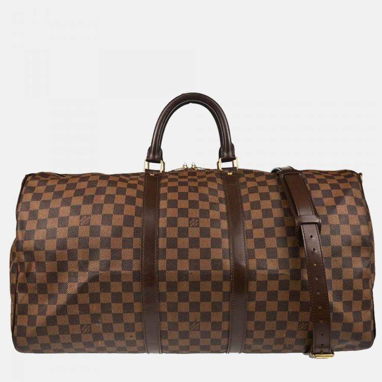 Pre Owned Louis Vuitton Damier Keepall Bandouliere 55 Duffle Bag
