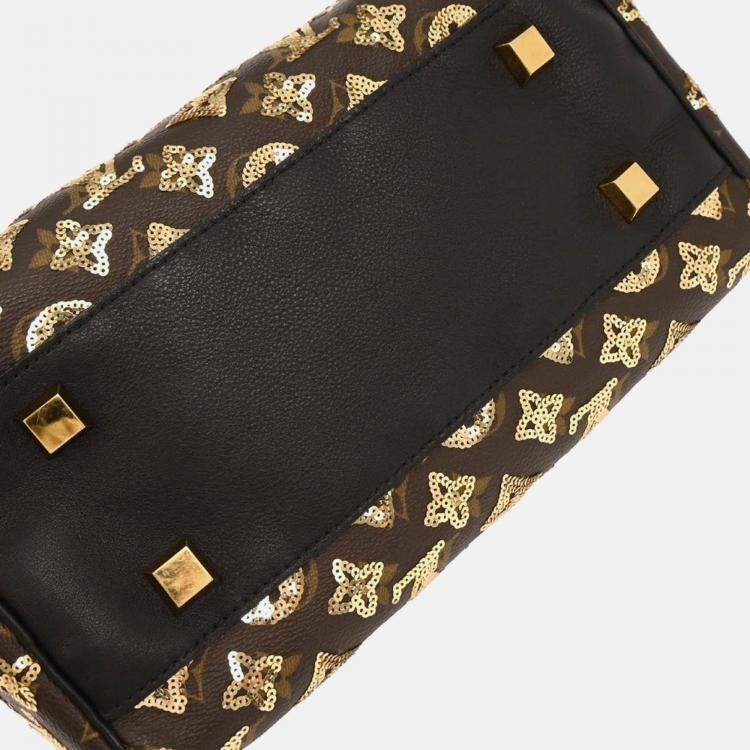 Pre Owned Louis Vuitton Gold Monogram Eclipse Speedy 30 Handbag