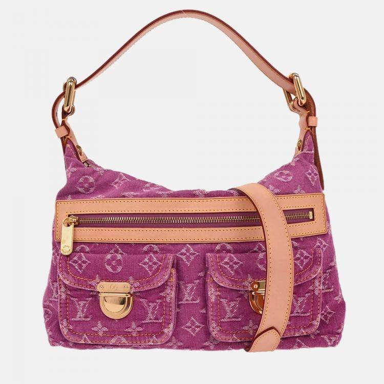 Pre Owned Louis Vuitton Pink Monogram Denim Baggy PM Shoulder Bag