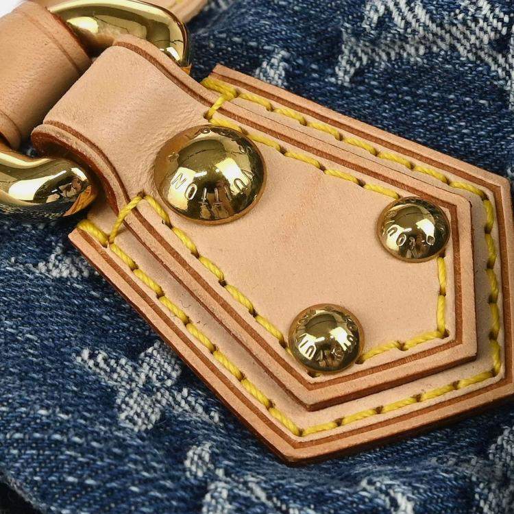Pre Owned Louis Vuitton Blue Monogram Denim Pleaty Handbag