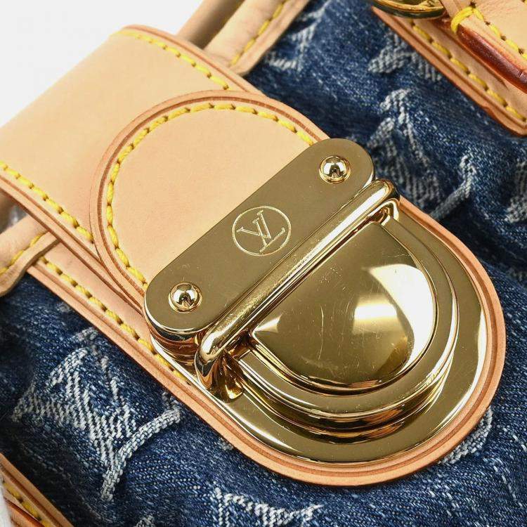 Pre Owned Louis Vuitton Blue Monogram Denim Pleaty Handbag