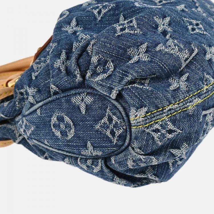 Pre Owned Louis Vuitton Blue Monogram Denim Pleaty Handbag