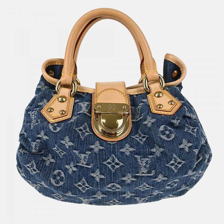 Pre Owned Louis Vuitton Blue Monogram Denim Pleaty Handbag