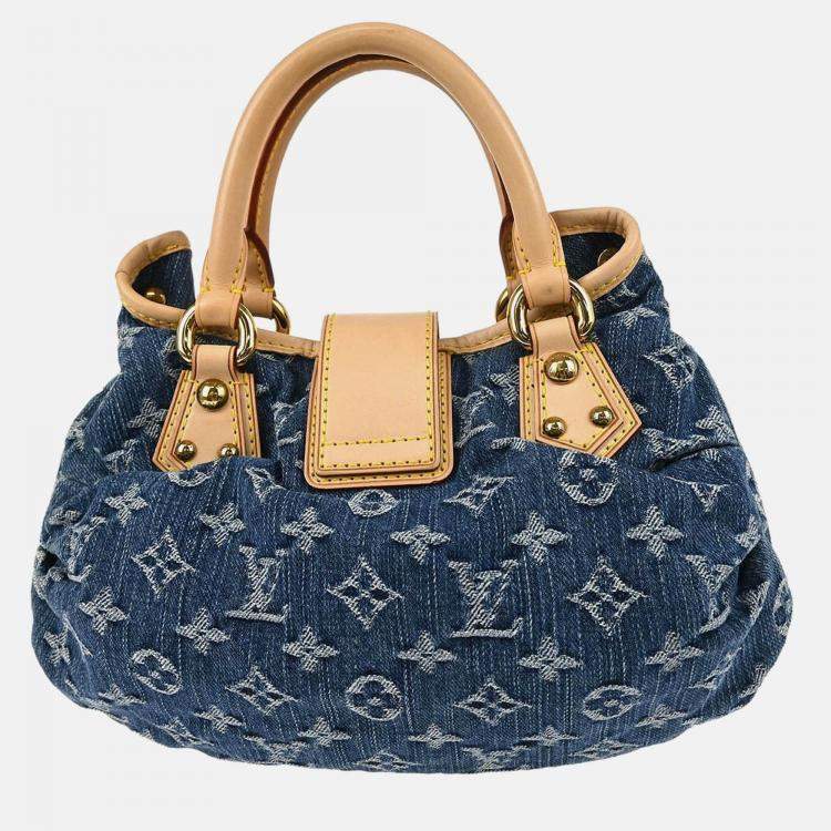 Pre Owned Louis Vuitton Blue Monogram Denim Pleaty Handbag