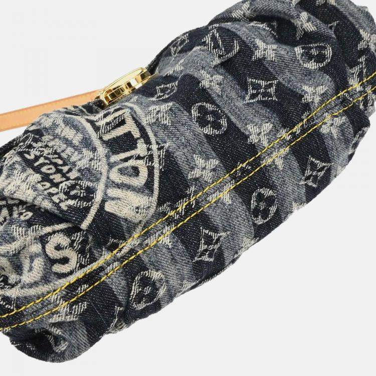 Pre Owned Louis Vuitton Mini Pleaty Raye Blue Monogram Denim Handbag