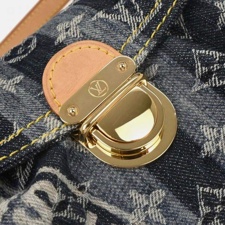 Pre Owned Louis Vuitton Mini Pleaty Raye Blue Monogram Denim Handbag