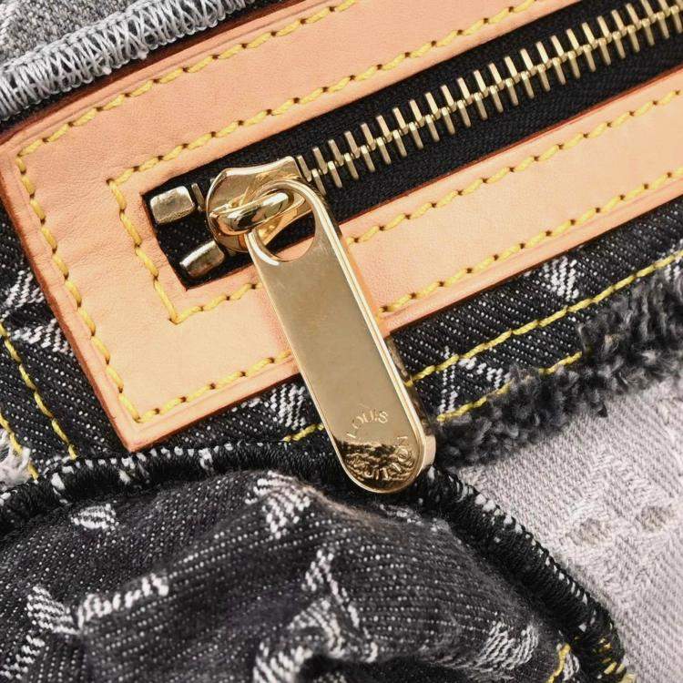 Pre Owned Louis Vuitton Monogram Denim Patchwork Bowly Shoulder Bag
