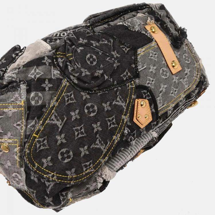 Pre Owned Louis Vuitton Monogram Denim Patchwork Bowly Shoulder Bag