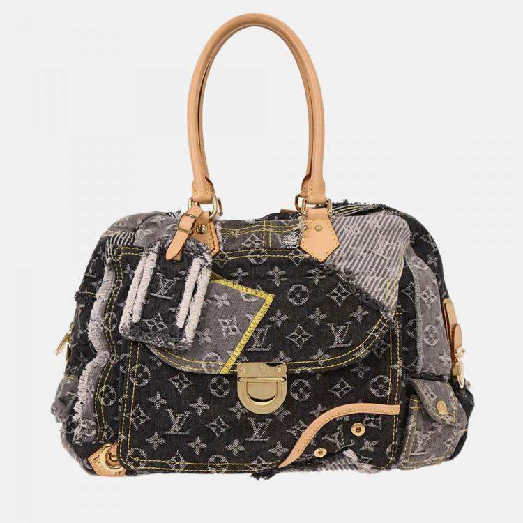 Pre Owned Louis Vuitton Monogram Denim Patchwork Bowly Shoulder Bag