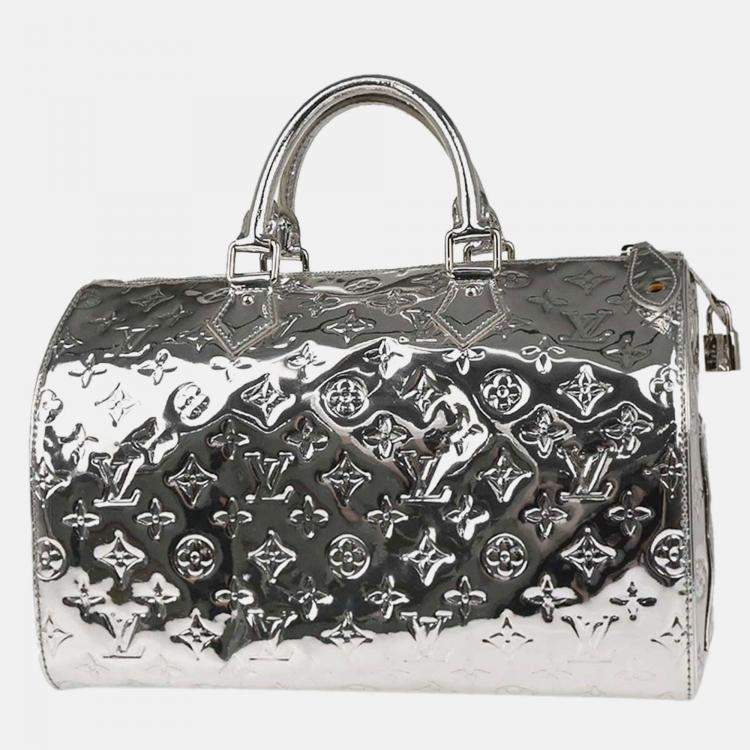 Pre Owned Louis Vuitton Silver Monogram Miroir Speedy 30 Handbag