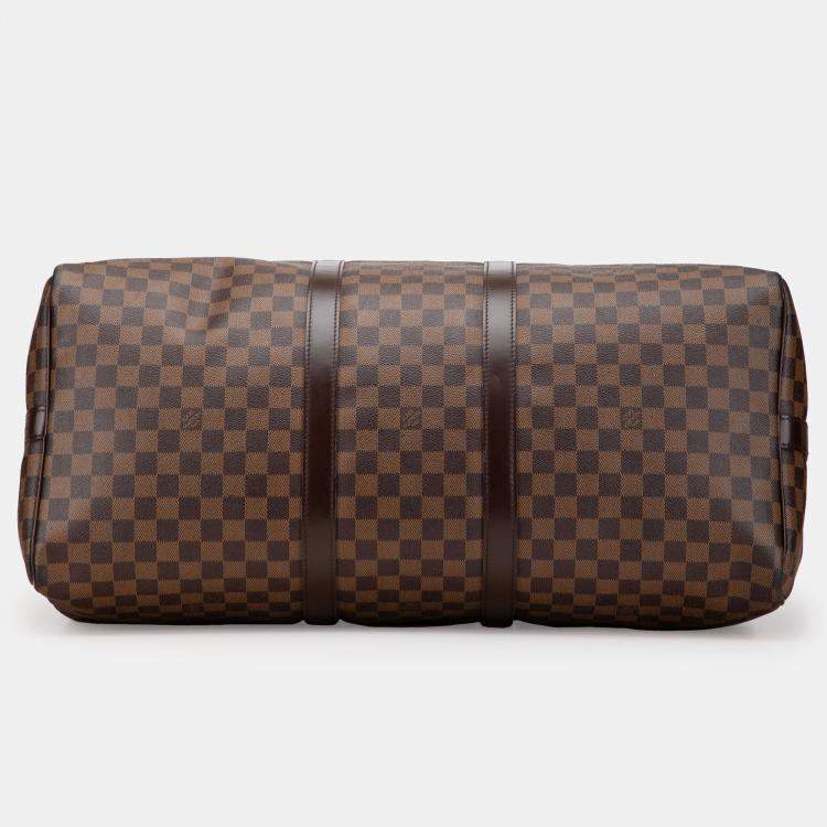 Pre Owned Louis Vuitton Brown Damier Ebene Keepall Bandouliere 55