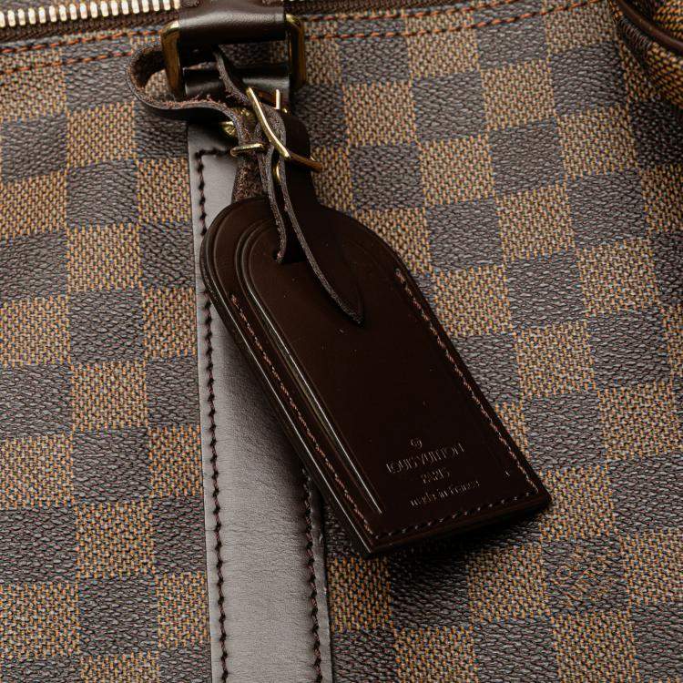 Pre Owned Louis Vuitton Brown Damier Ebene Keepall Bandouliere 55