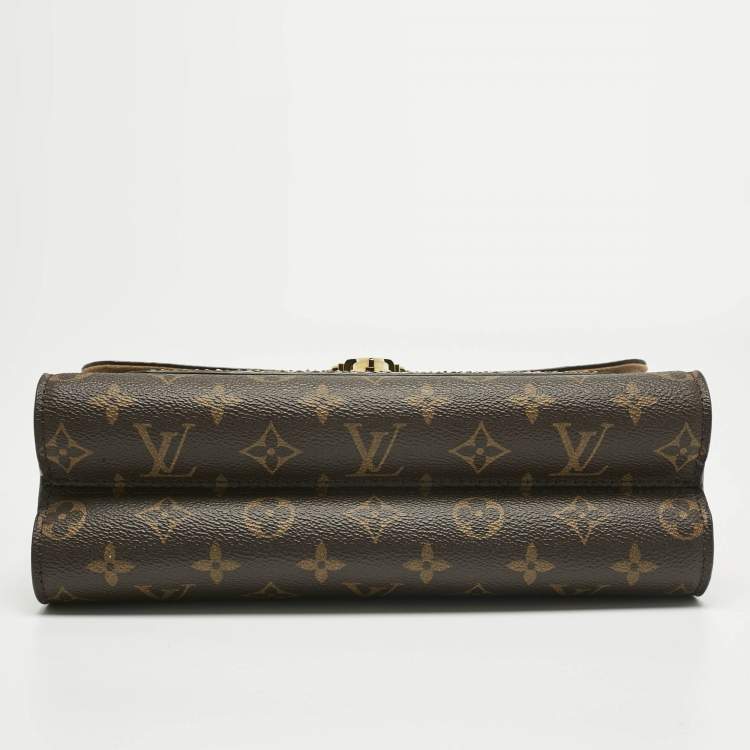 Pre Owned Louis Vuitton Cream Monogram Canvas and Python Victoire Bag
