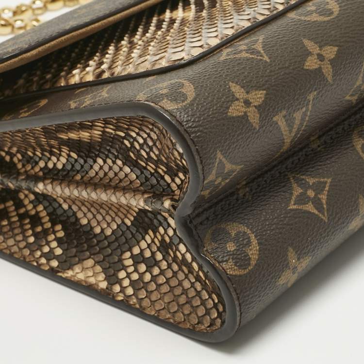 Pre Owned Louis Vuitton Cream Monogram Canvas and Python Victoire Bag